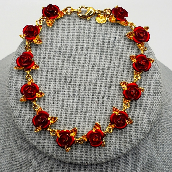 Vintage Danbury Mint " A Dozen Roses" Bracelet - Picture 3 of 6